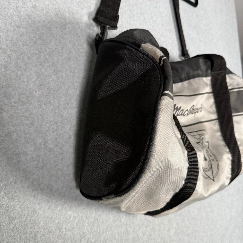 MacGregor Vintage 80s Silver Black Duffle Bag Athletic Gym Travel Shoulder Strap